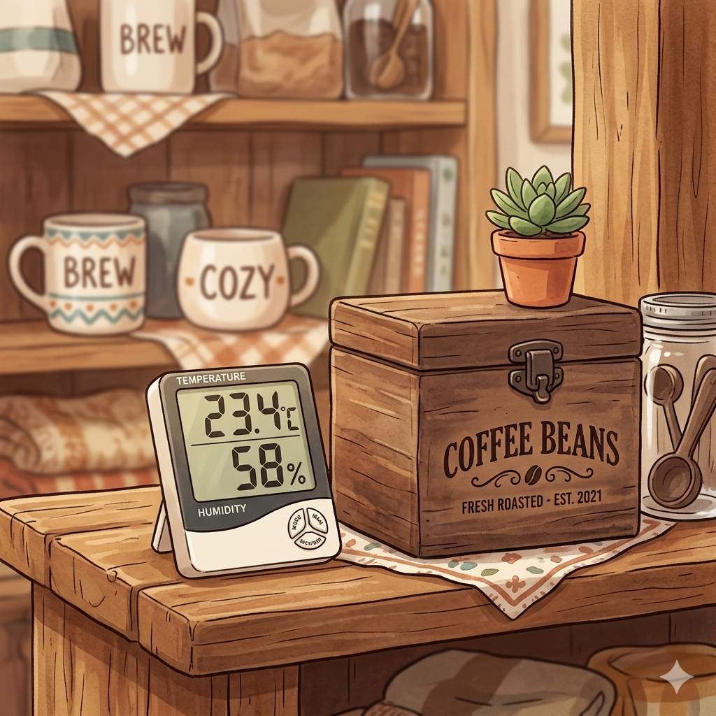 커피는 잘 보관해야한다는 그림.