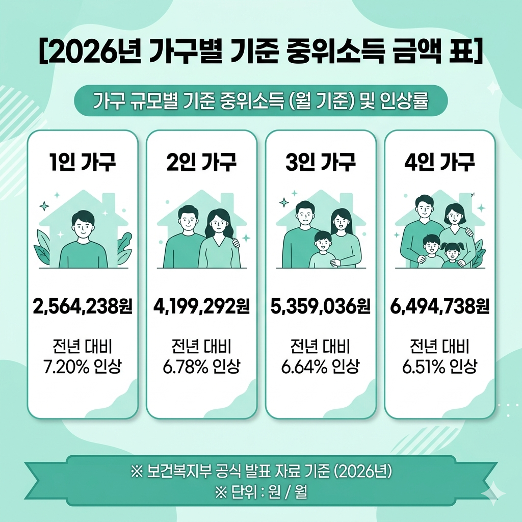 2026년 가구별 기준 중위소득