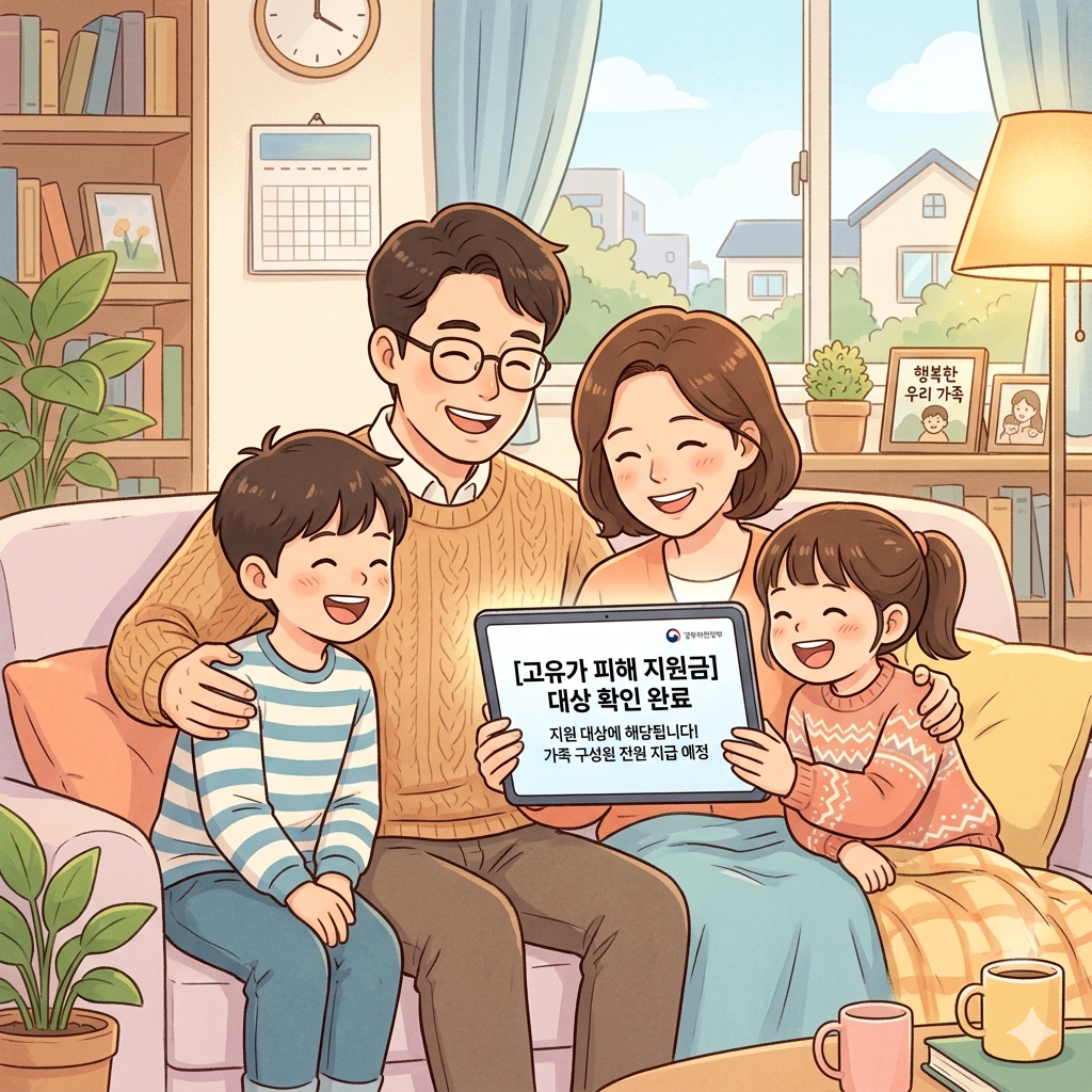 고유가 피해지원금 대상 확인하는 가족