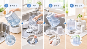 가습기 물 비우기 세척 헹구기 완전 건조 관리 과정
